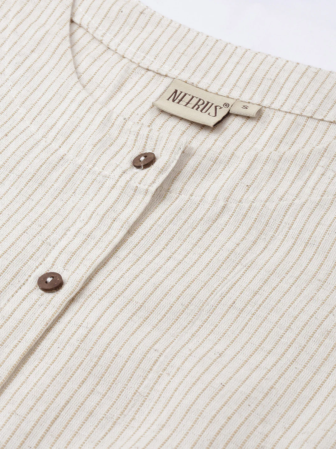 Neerus Ivory Striped A Line Kurta - Image 3