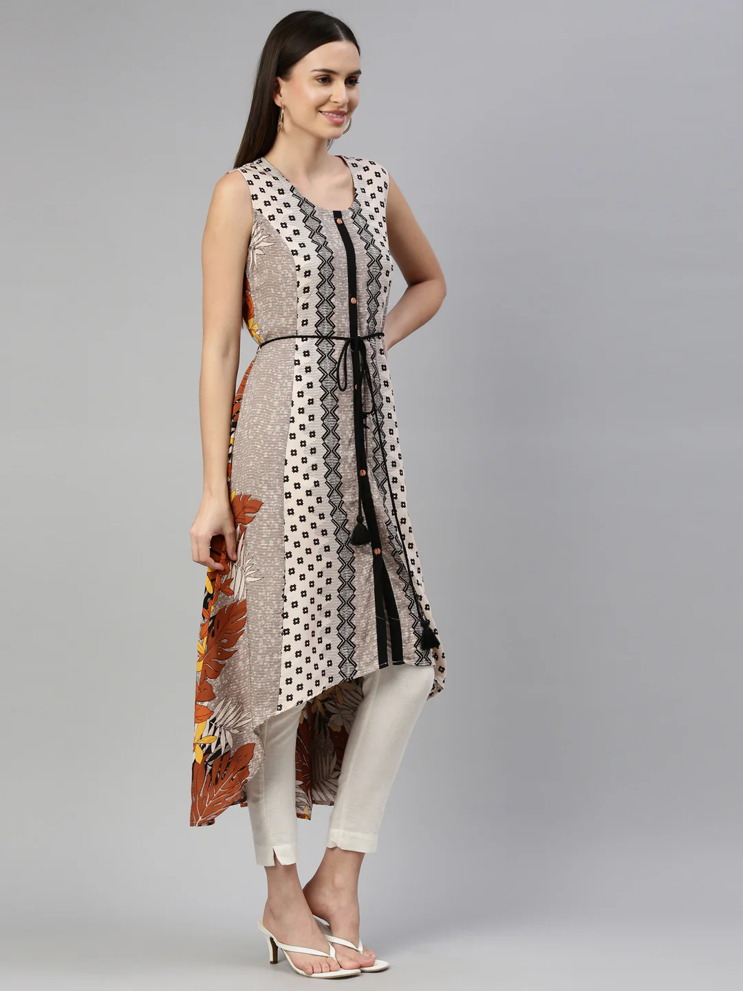 Neerus L Beige Color Rayon Fabric Kurta - Image 4