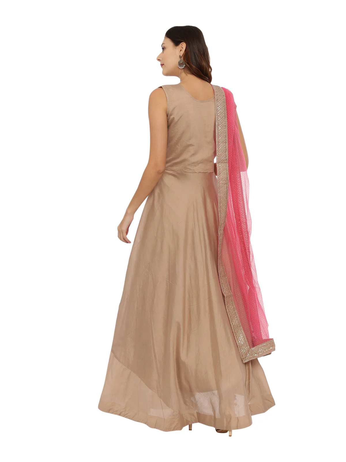 Neerus L Brown Color Silk Fabric Suit-Anarkali - Image 4