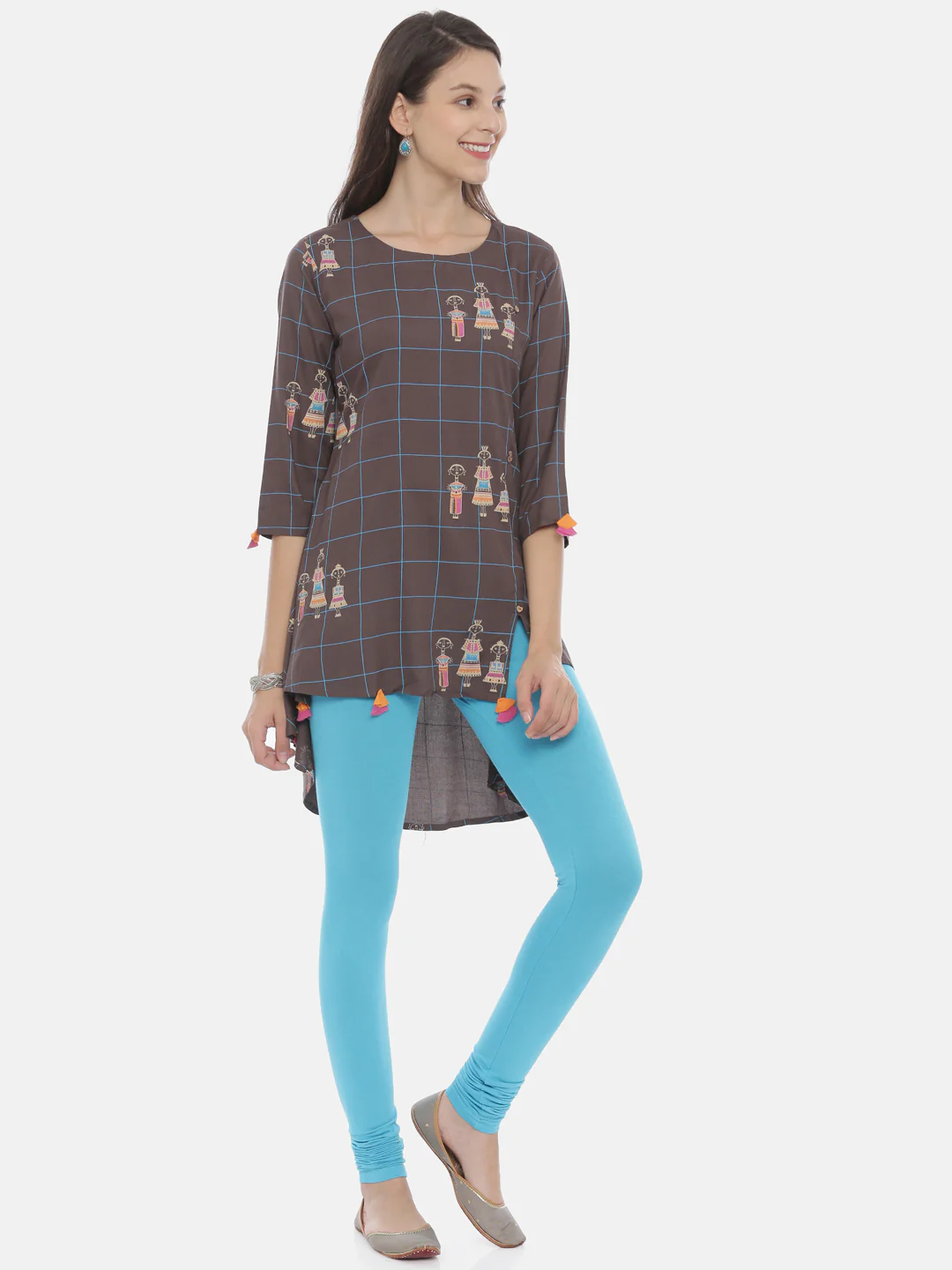 Neerus L Ferozi Color Lycra Fabric Leggings - Image 35