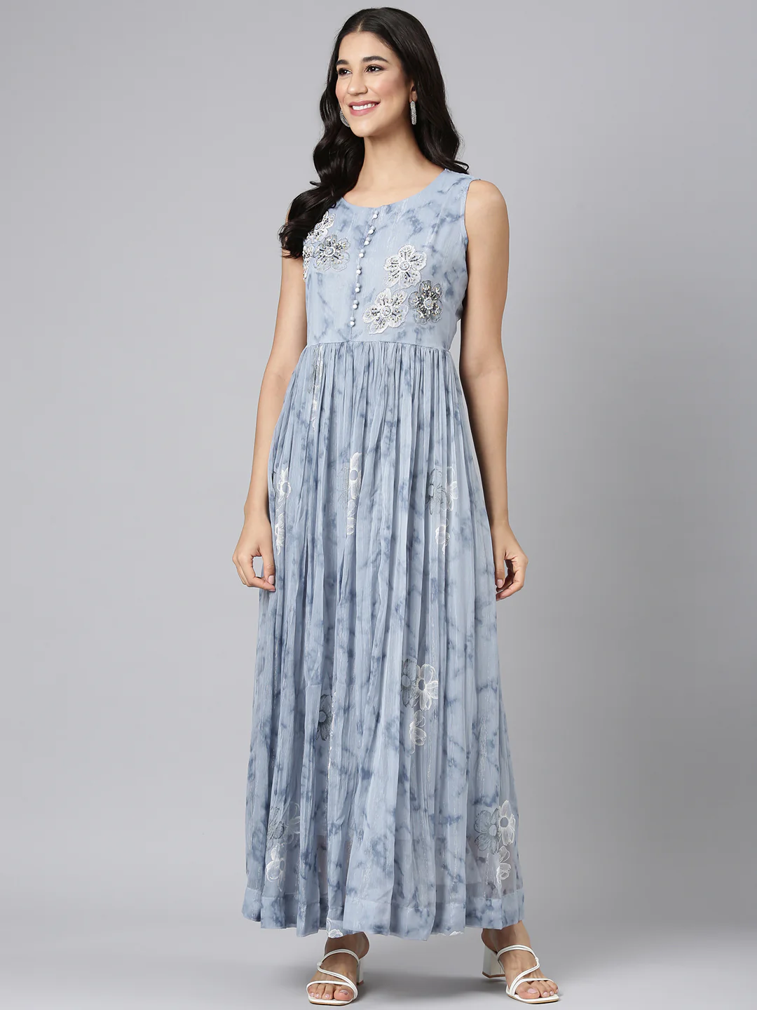 Neerus L Gray Casual Floral Maxi Dresses - Image 5