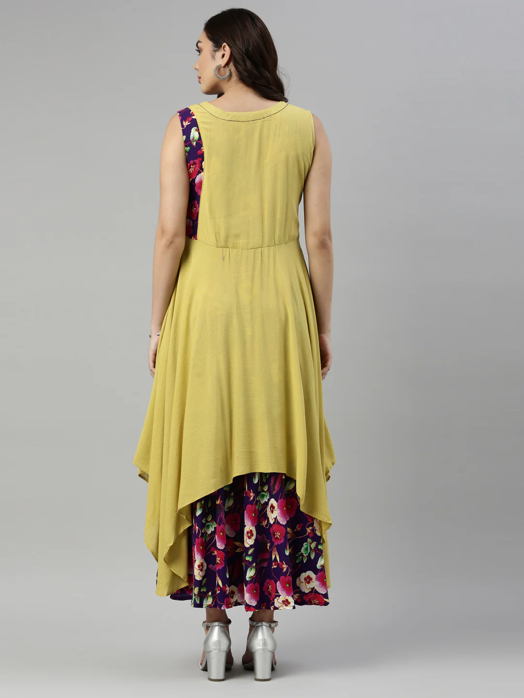 Neerus L Yellow Color Chiffon Fabric Kurta - Image 5