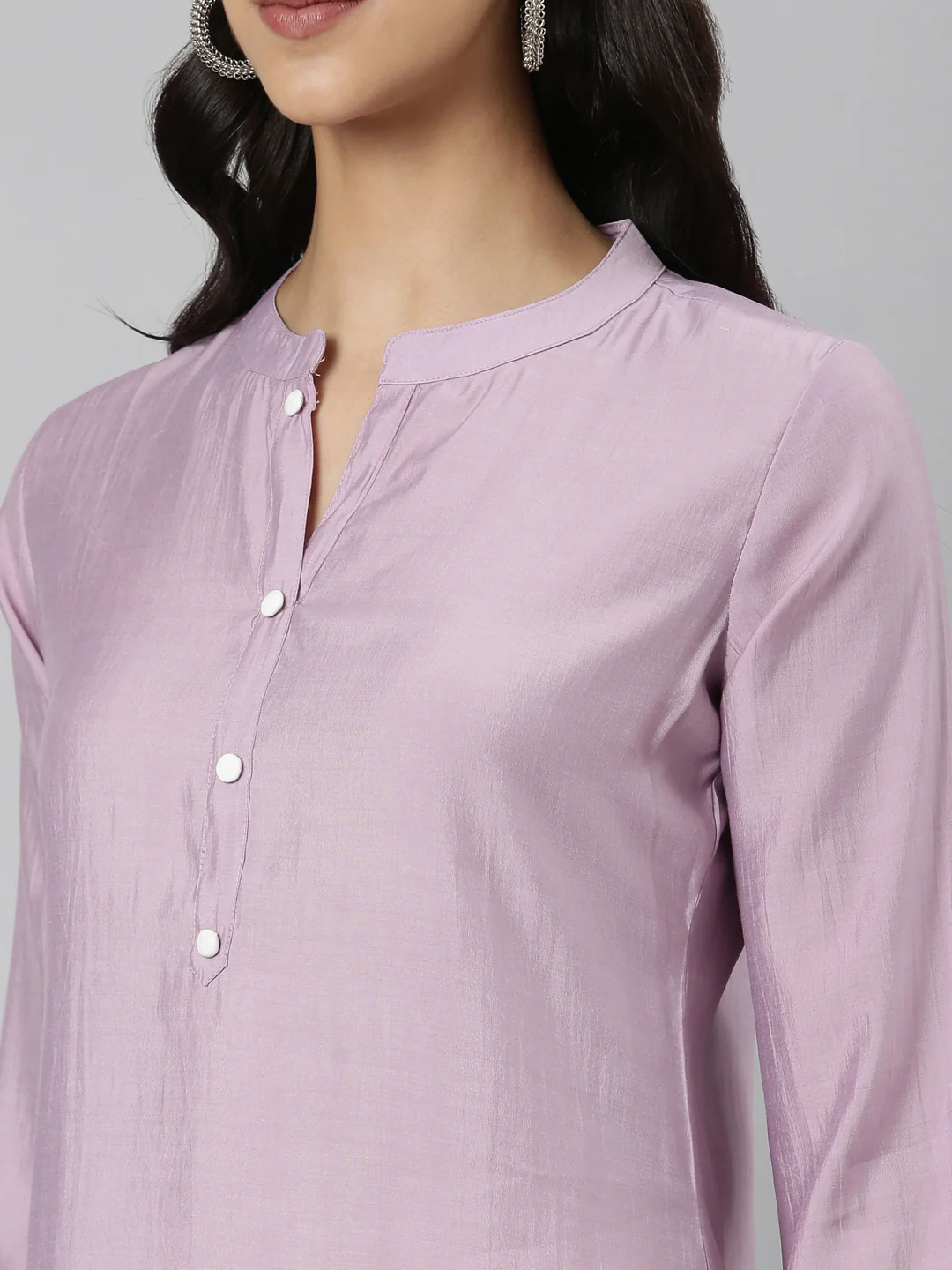 Neerus Lavender Casual Solid Straight Kurta - Image 5