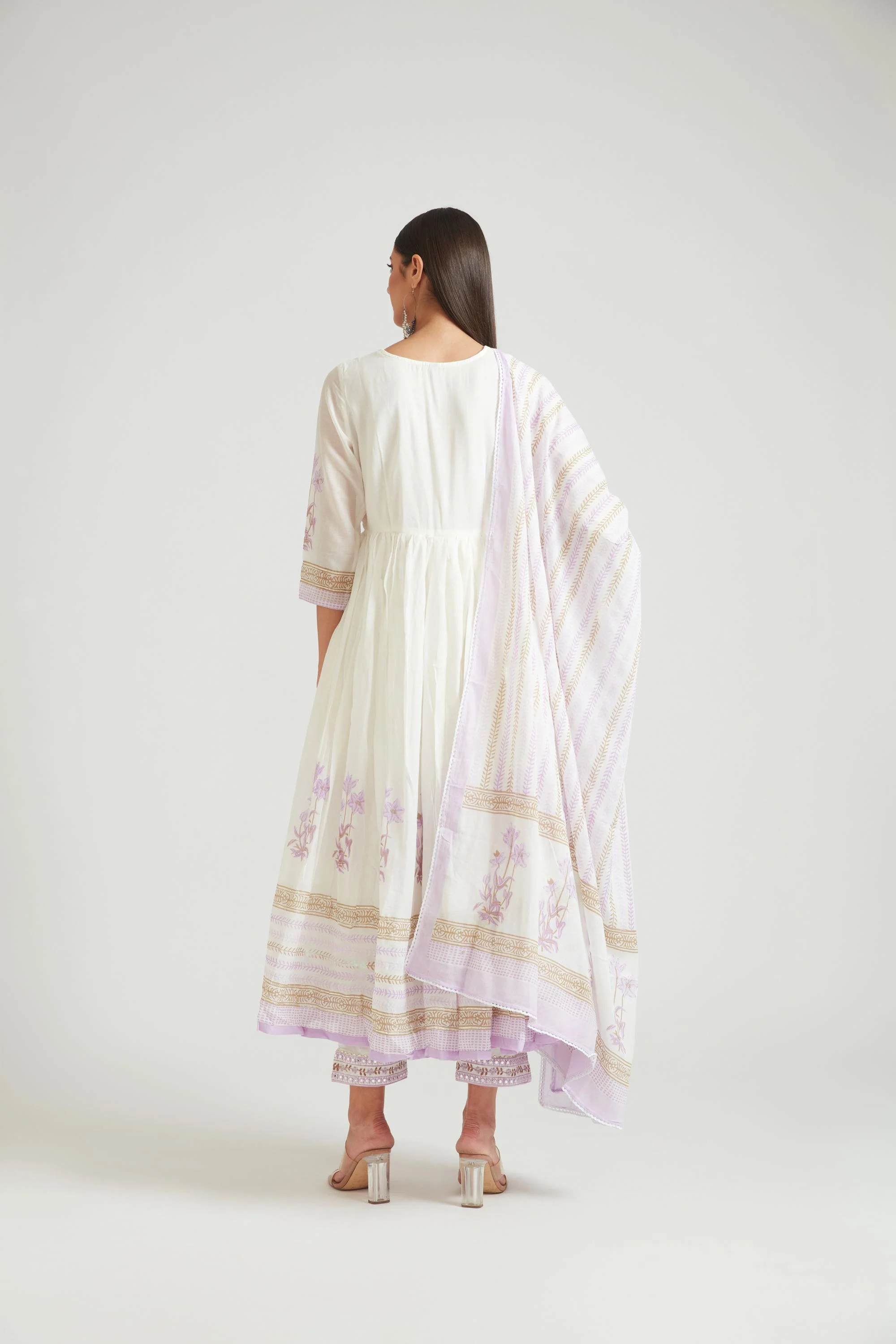 Neerus Lavender Color Chanderi Fabric Salwar Kameez - Image 4