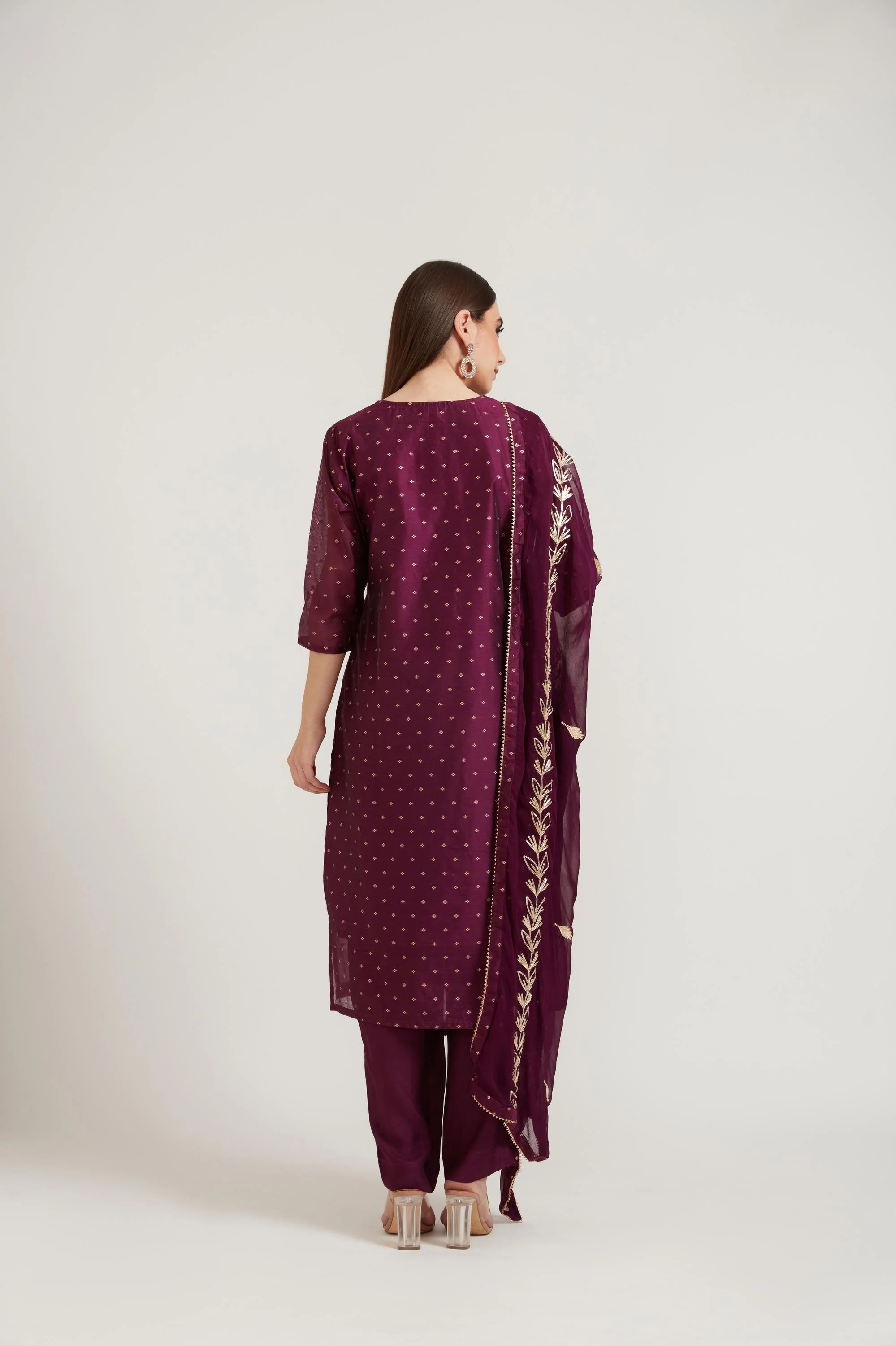 Neerus Lavender Color Chanderi Fabric Suit Set - Image 4