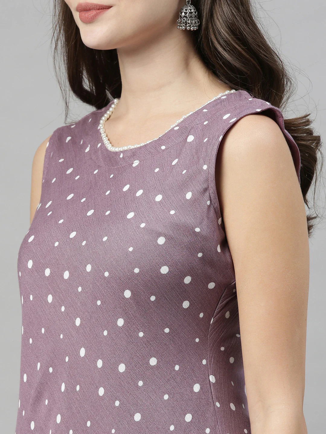 Neerus Lavender Color Chiffon Fabric Tunic - Image 2