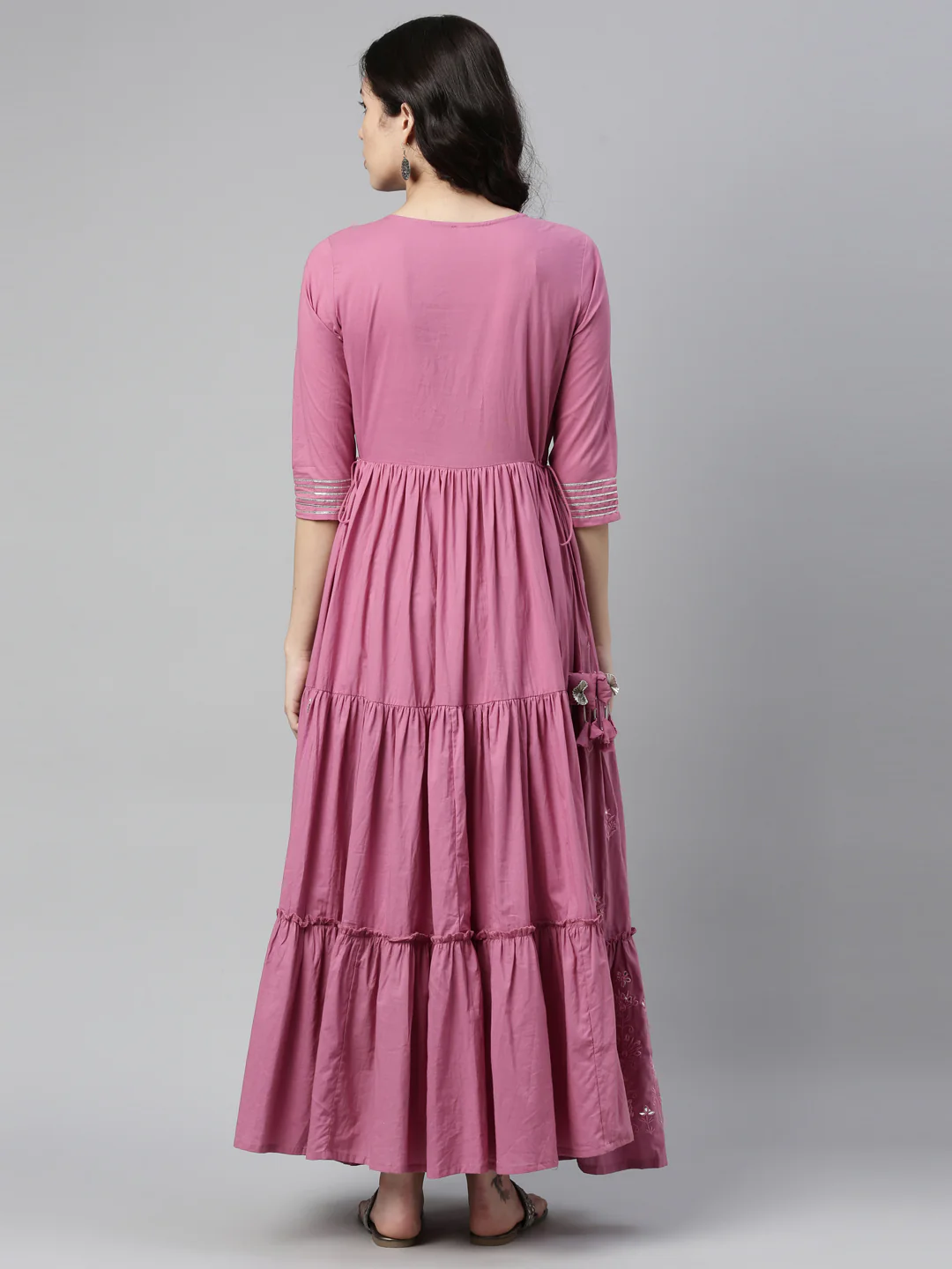 Neerus Lavender Color Cotton Fabric Kurta - Image 2