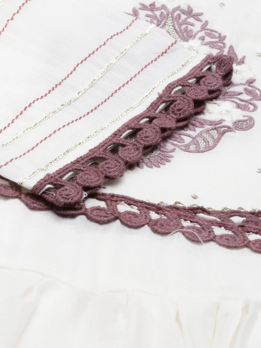 Neerus Lavender Color Cotton Fabric Kurta With Dupatta - Image 9