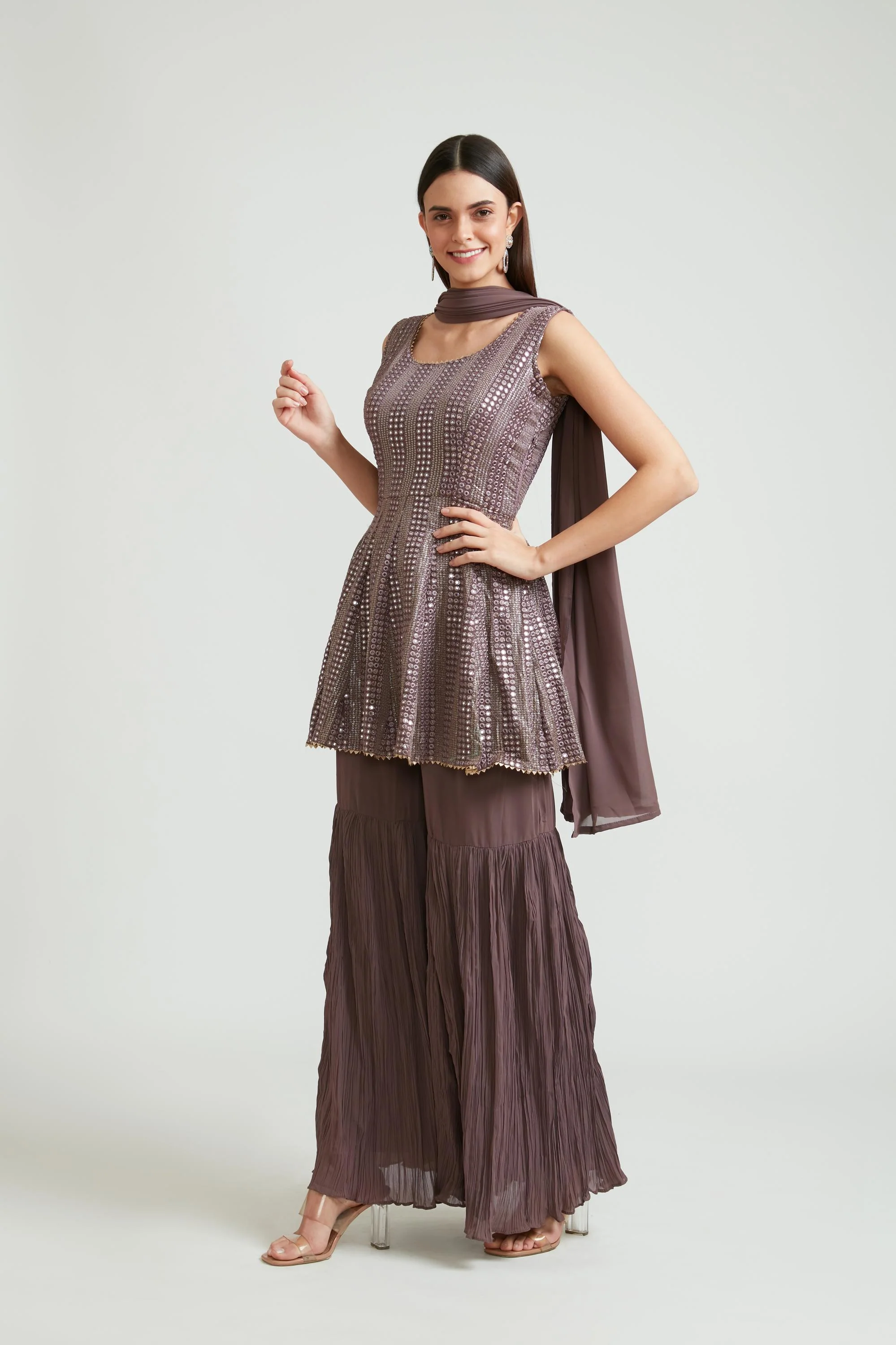 Neerus Lavender Color Georgette Fabric Anarkali Suit Set - Image 2