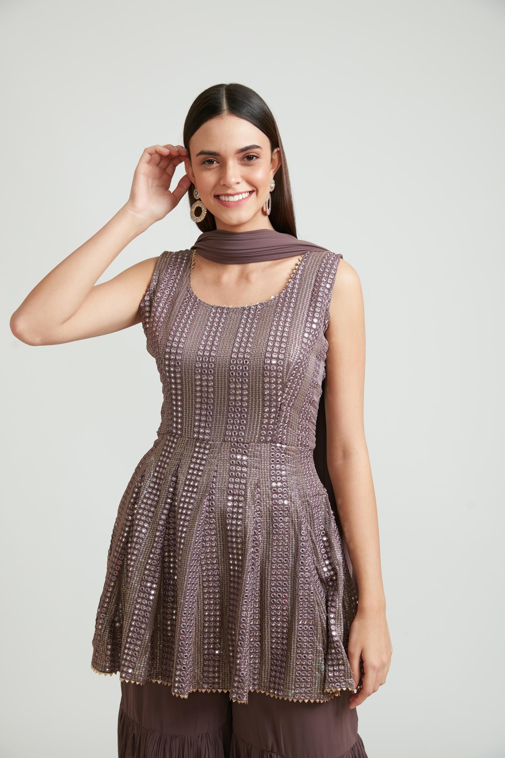 Neerus Lavender Color Georgette Fabric Anarkali Suit Set - Image 3