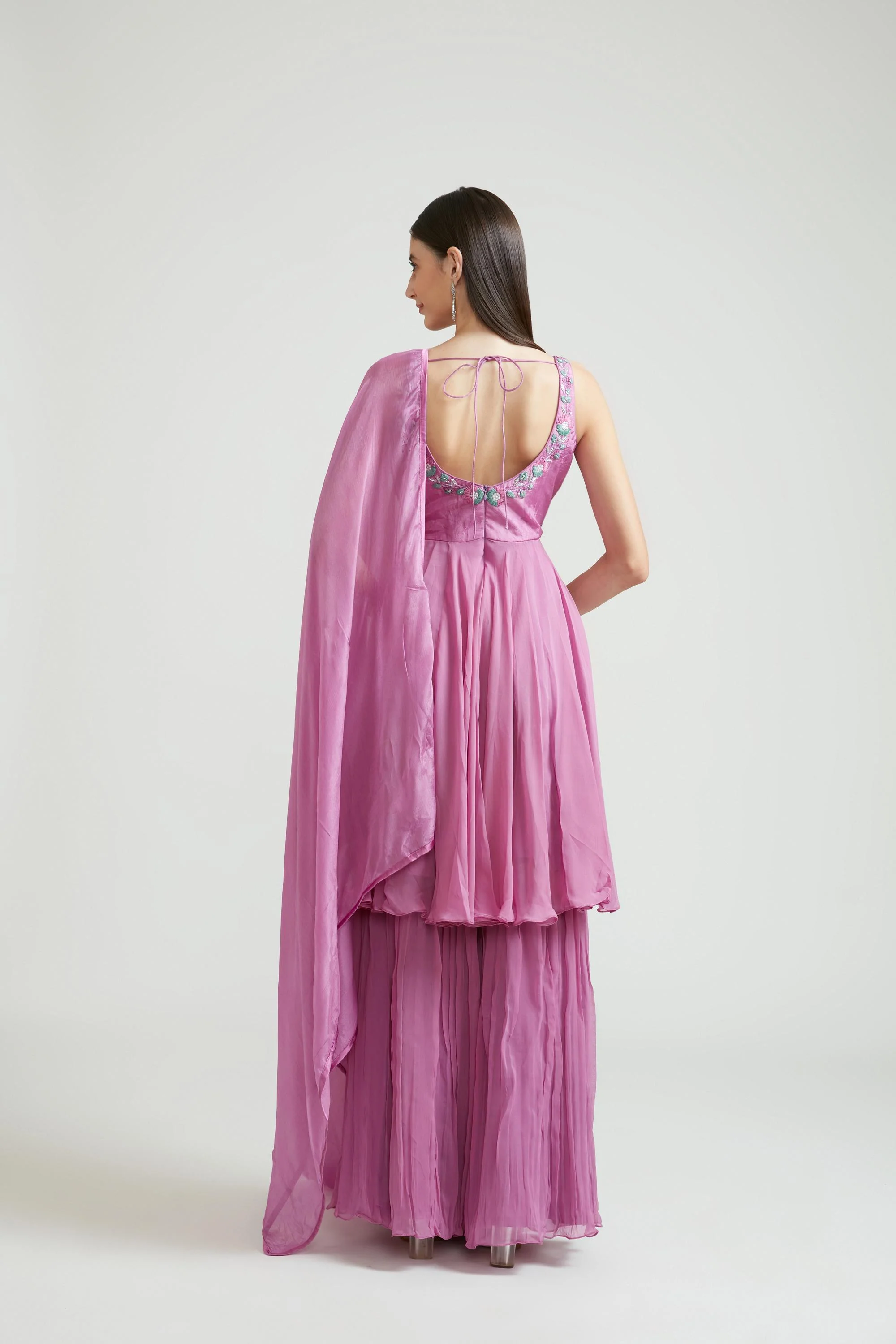 Neerus Lavender Color Georgette Fabric Anarkali Suit Set - Image 4