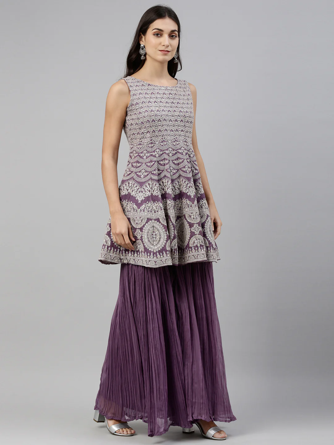 Neerus Lavender Color Georgette Fabric Suit-Short Anarkali - Image 6