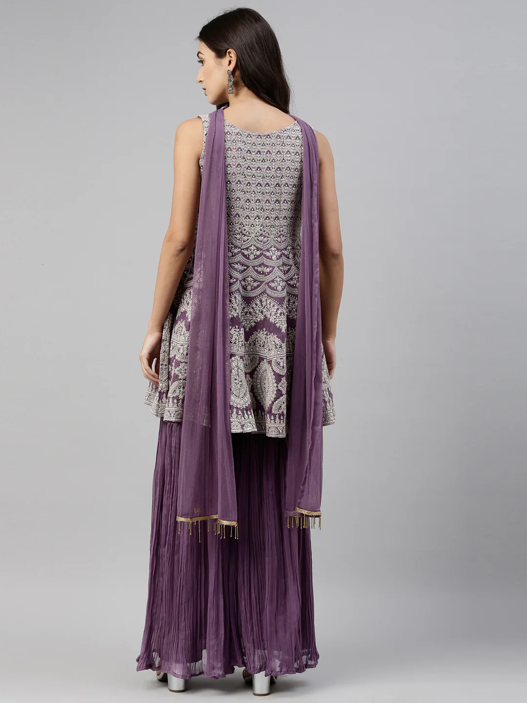 Neerus Lavender Color Georgette Fabric Suit-Short Anarkali - Image 7