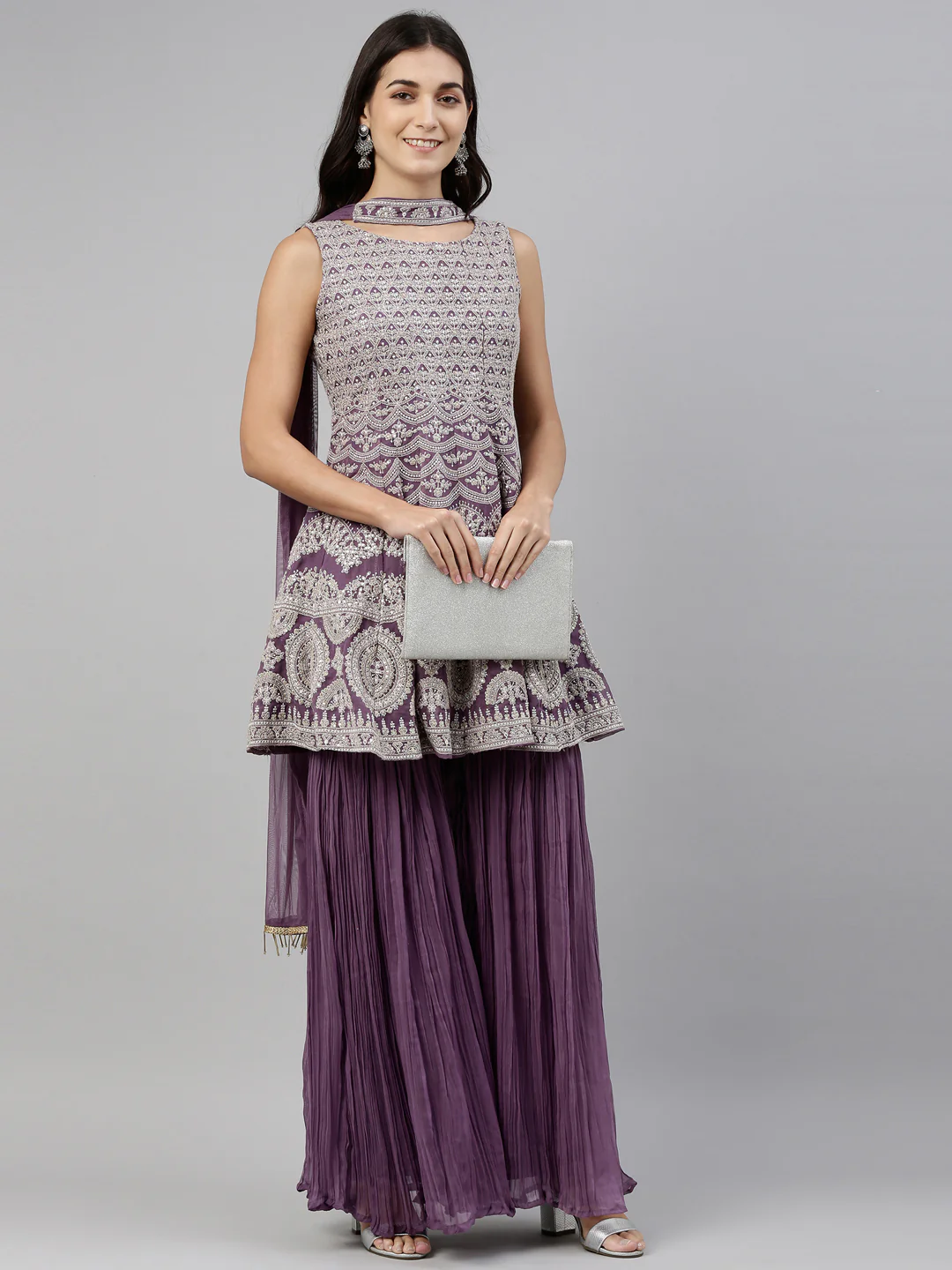 Neerus Lavender Color Georgette Fabric Suit-Short Anarkali - Image 8