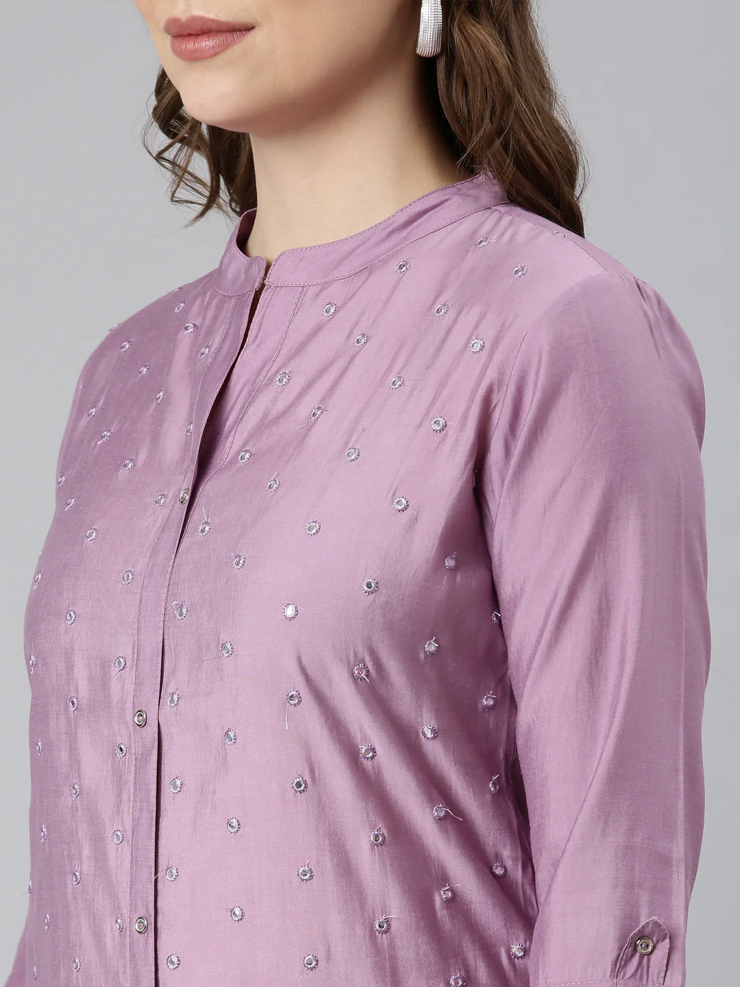 Neerus Lavender Panelled Straight Embellished Kurta - Image 5