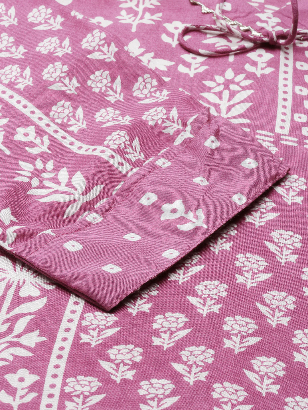 Neerus Lavender Regular Calf Length Printed Kurta Printed Palazzos - Image 4