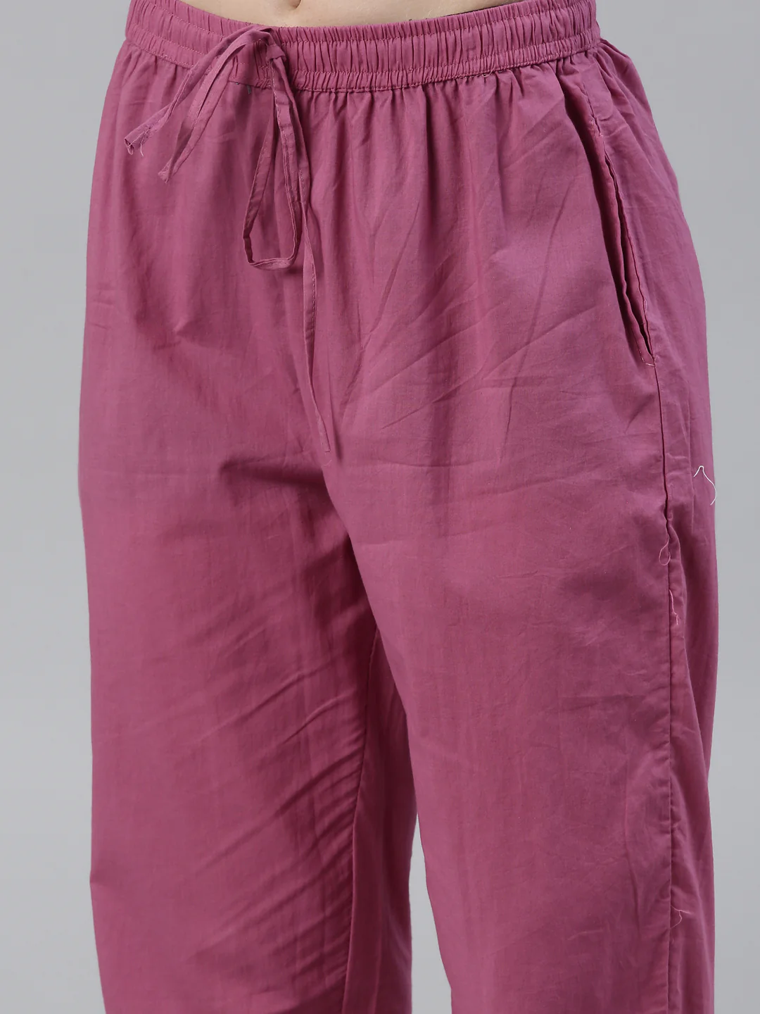 Neerus Lavender Regular Knee Length Printed Kurta Solid Trousers With Dupatta - Image 6