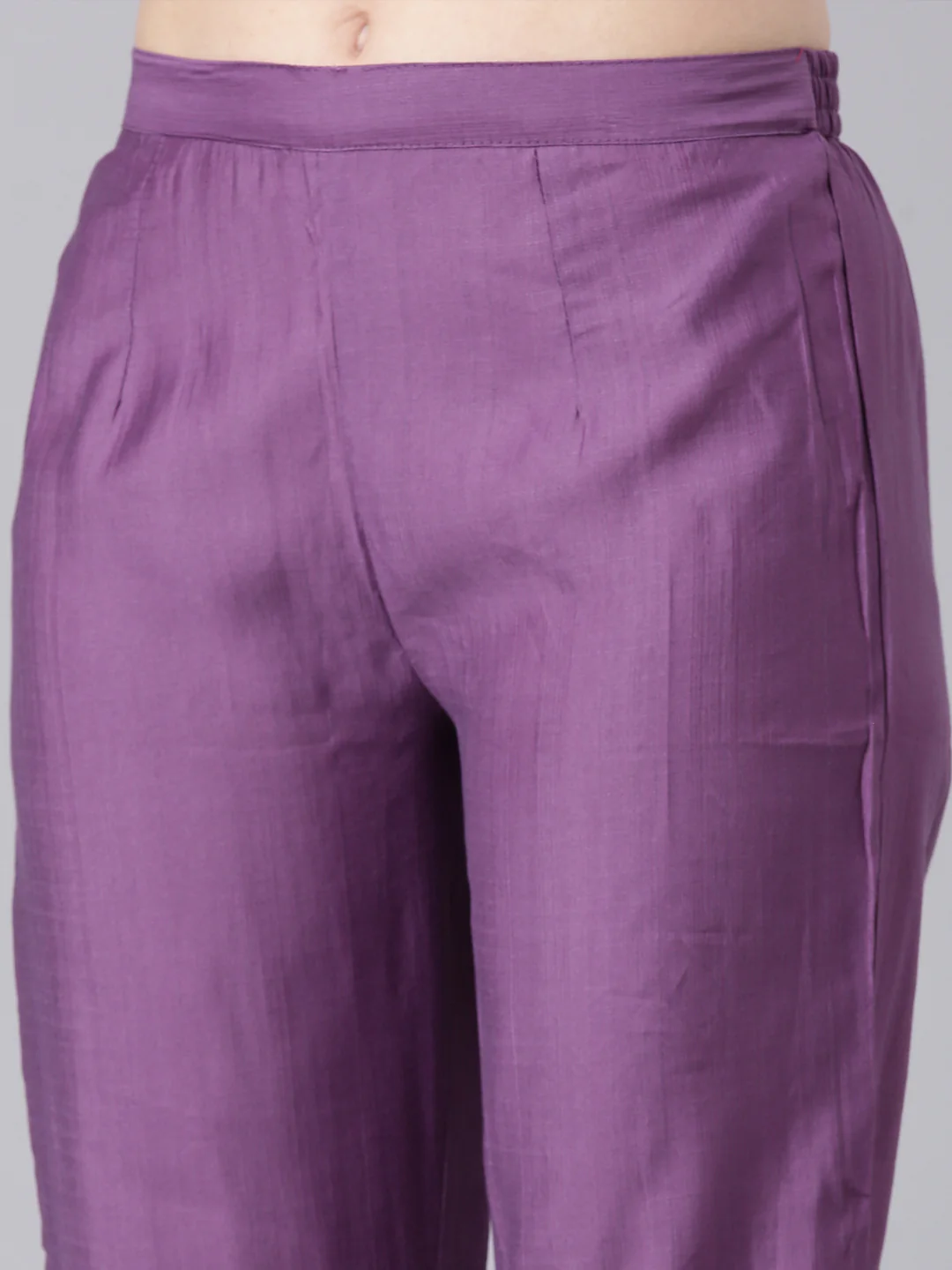 Neerus Lavender Solid Straight Kurta and Trousers With Dupatta - Image 7