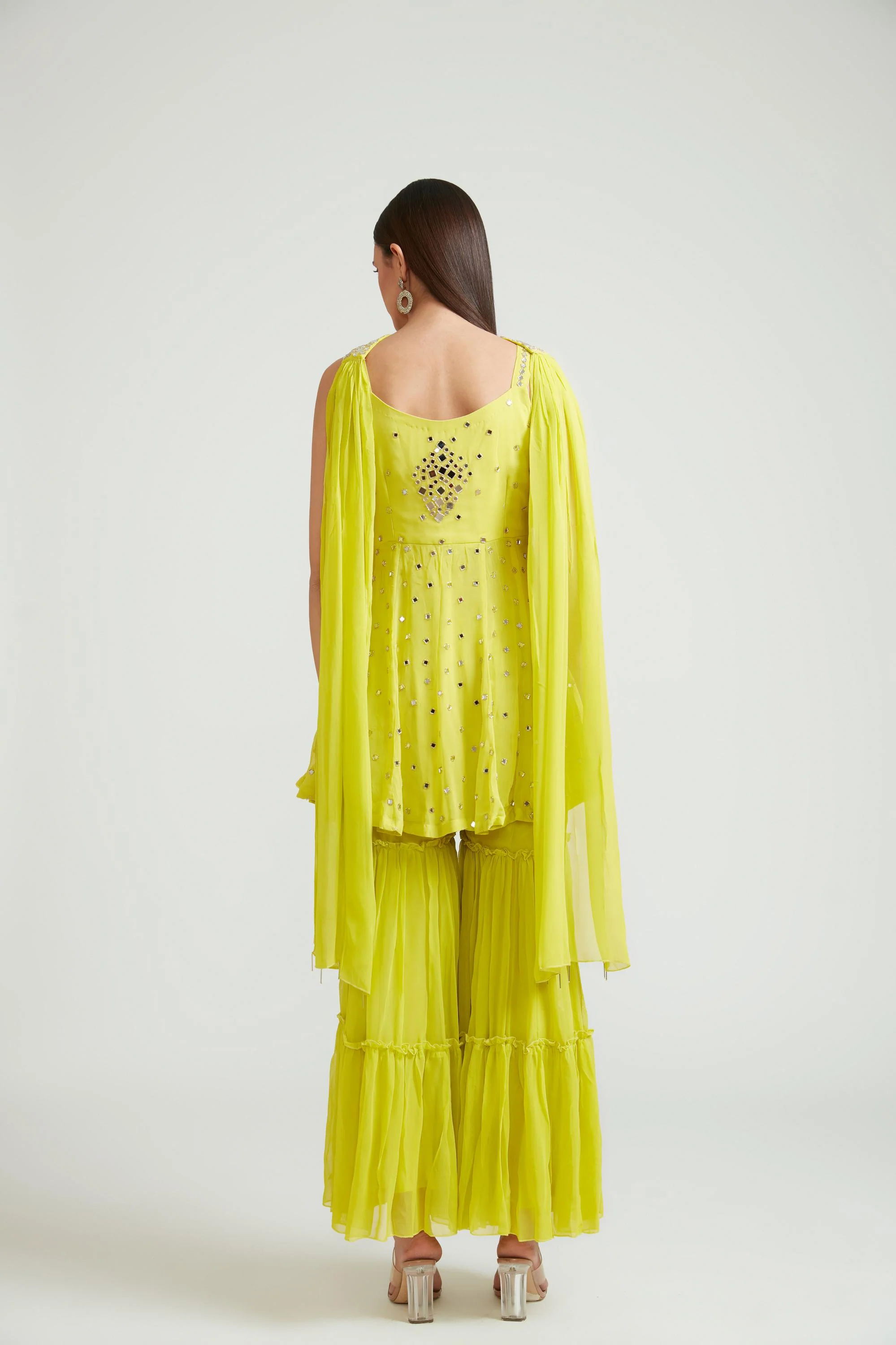 Neerus Lemon Color Georgette Fabric Anarkali Suit Set - Image 4