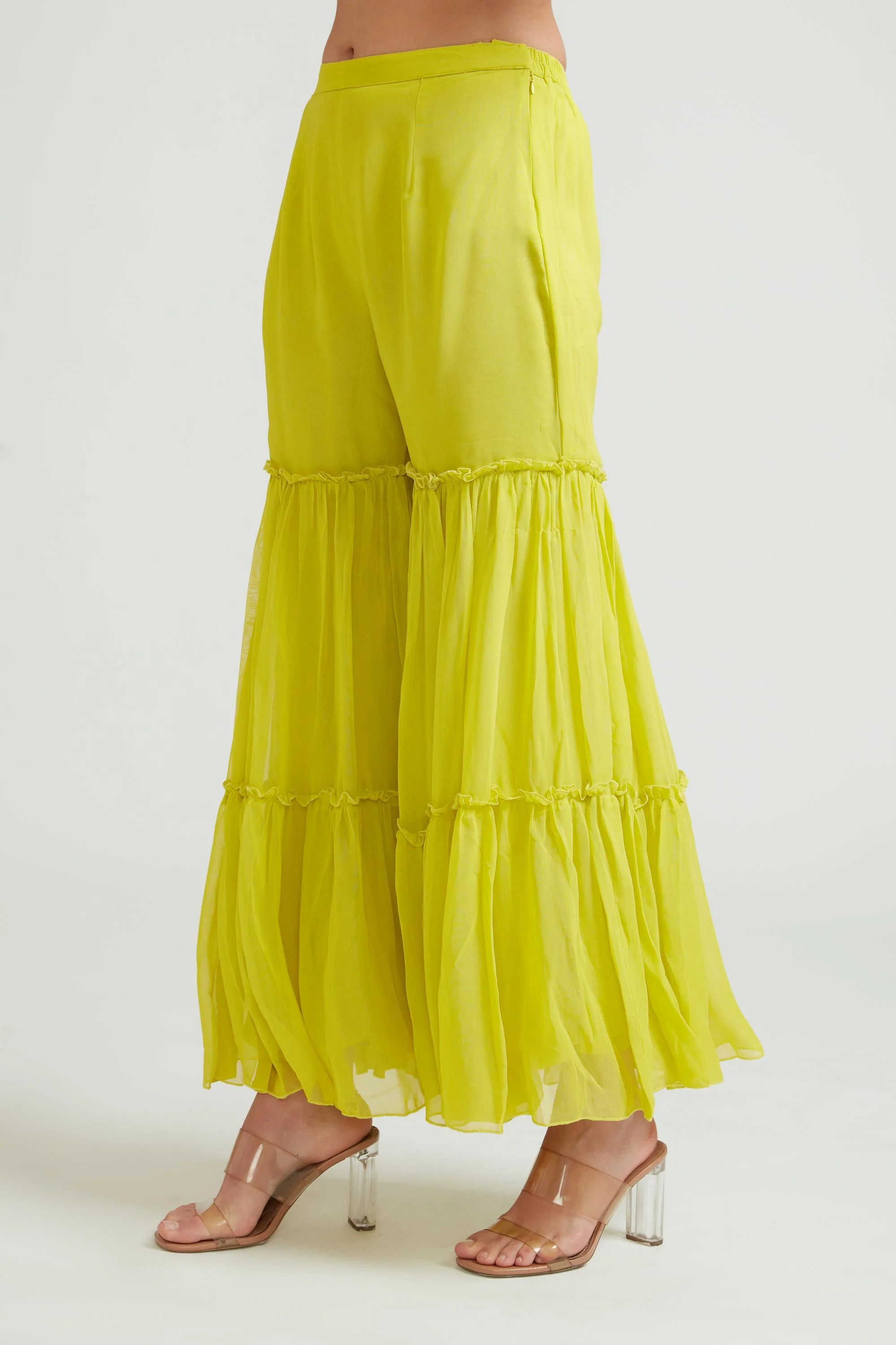 Neerus Lemon Color Georgette Fabric Anarkali Suit Set - Image 5