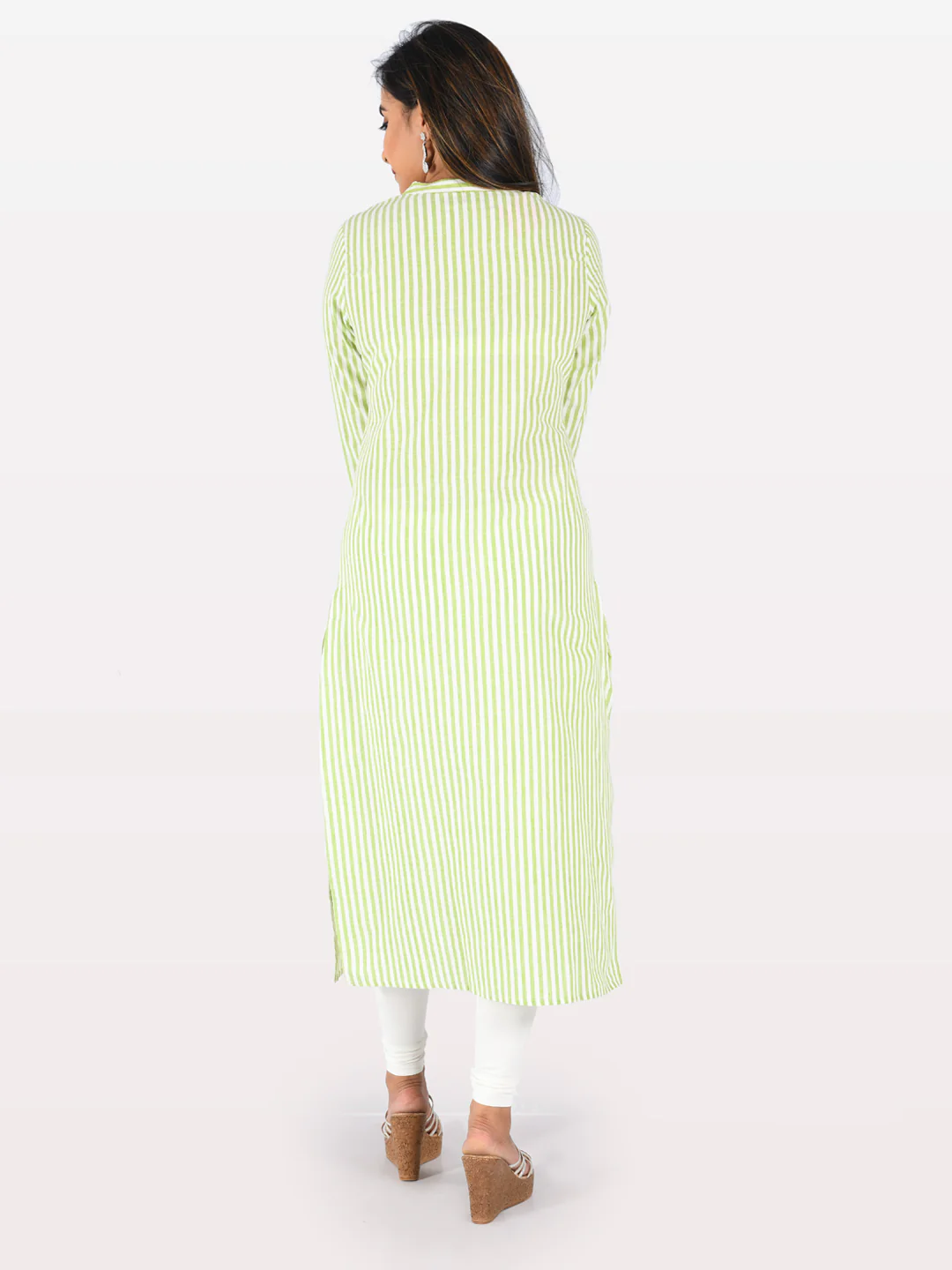 Neerus Light Green Embroidered Straight Kurta - Image 5