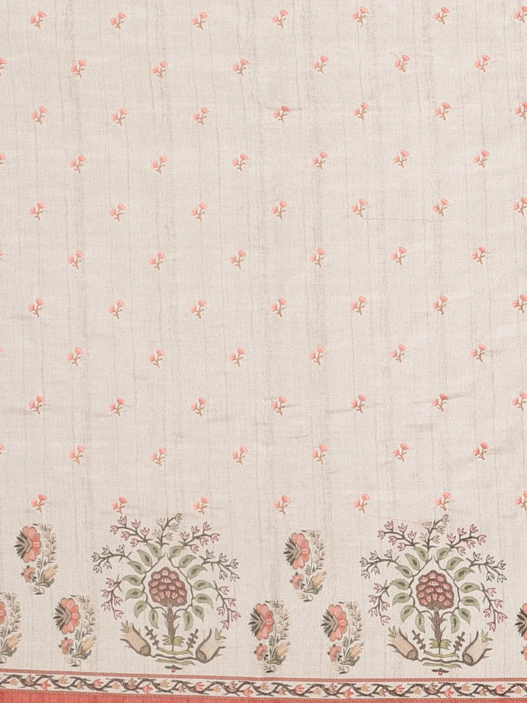 Neerus Light Grey Printed Saree With Blouse - Image 3