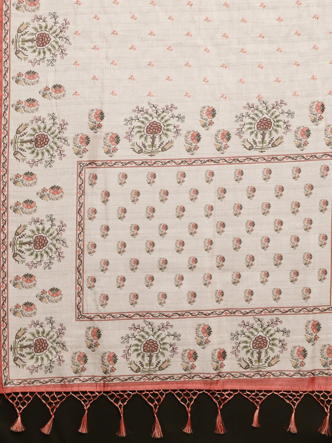 Neerus Light Grey Printed Saree With Blouse - Image 4