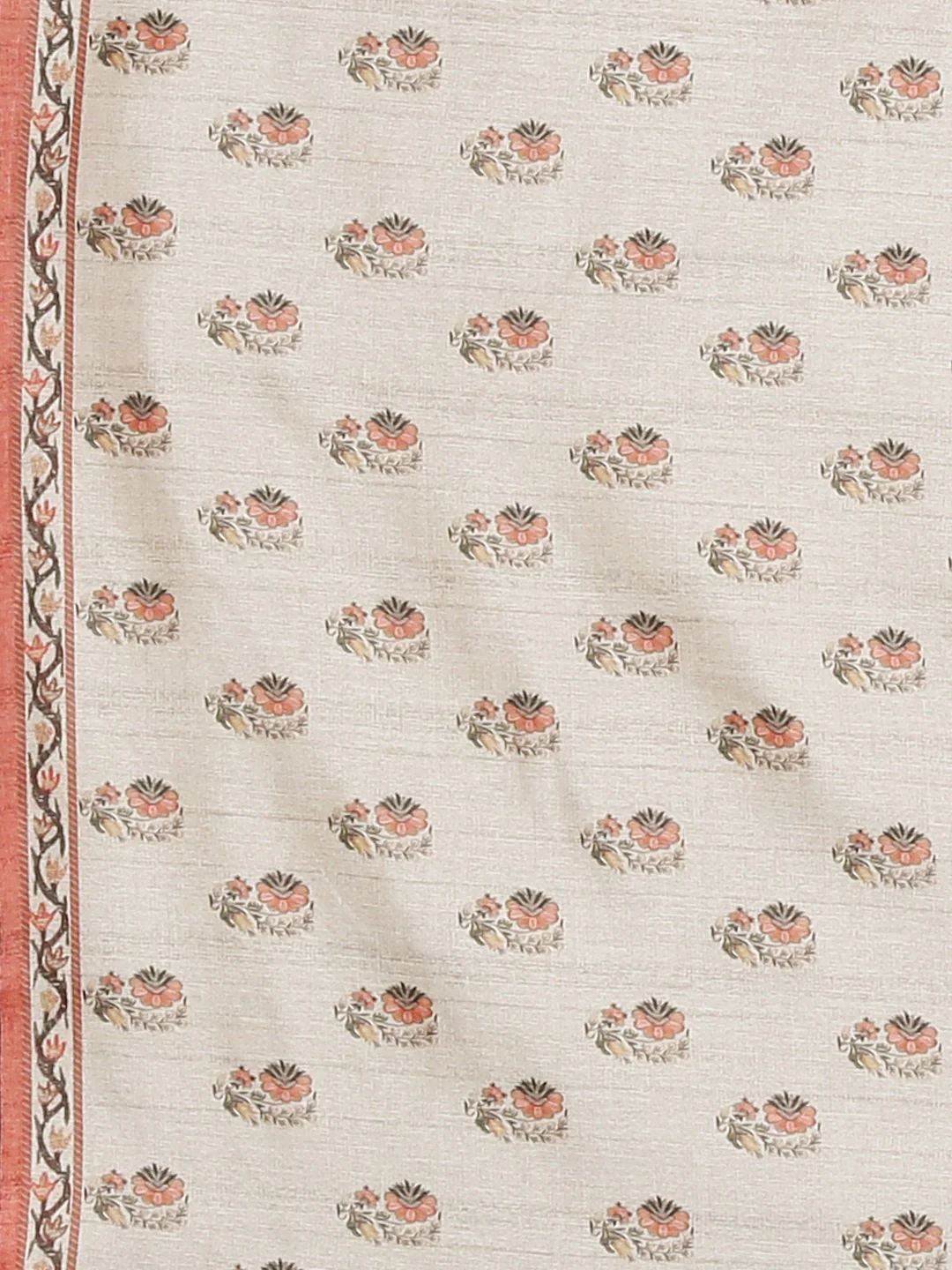 Neerus Light Grey Printed Saree With Blouse - Image 6
