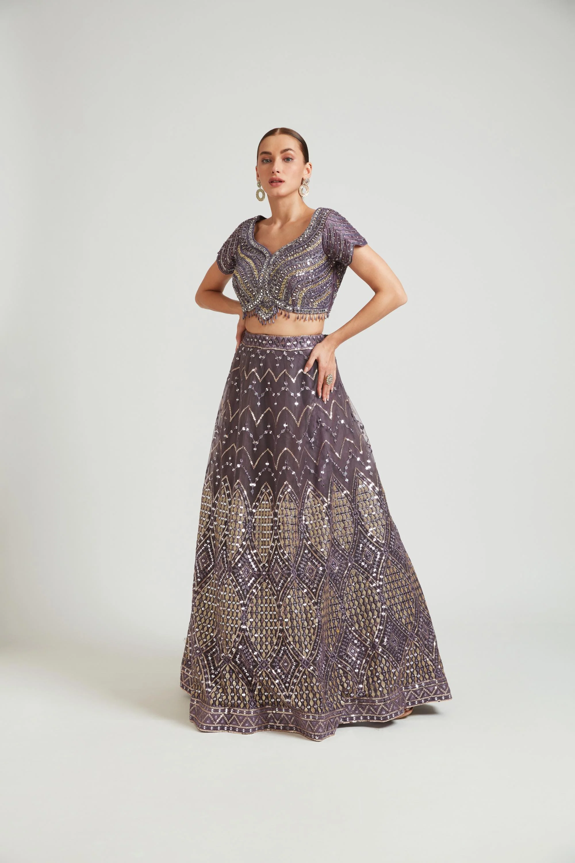 Neerus Lilac Color Nett Fabric Lehenga Choli - Image 5