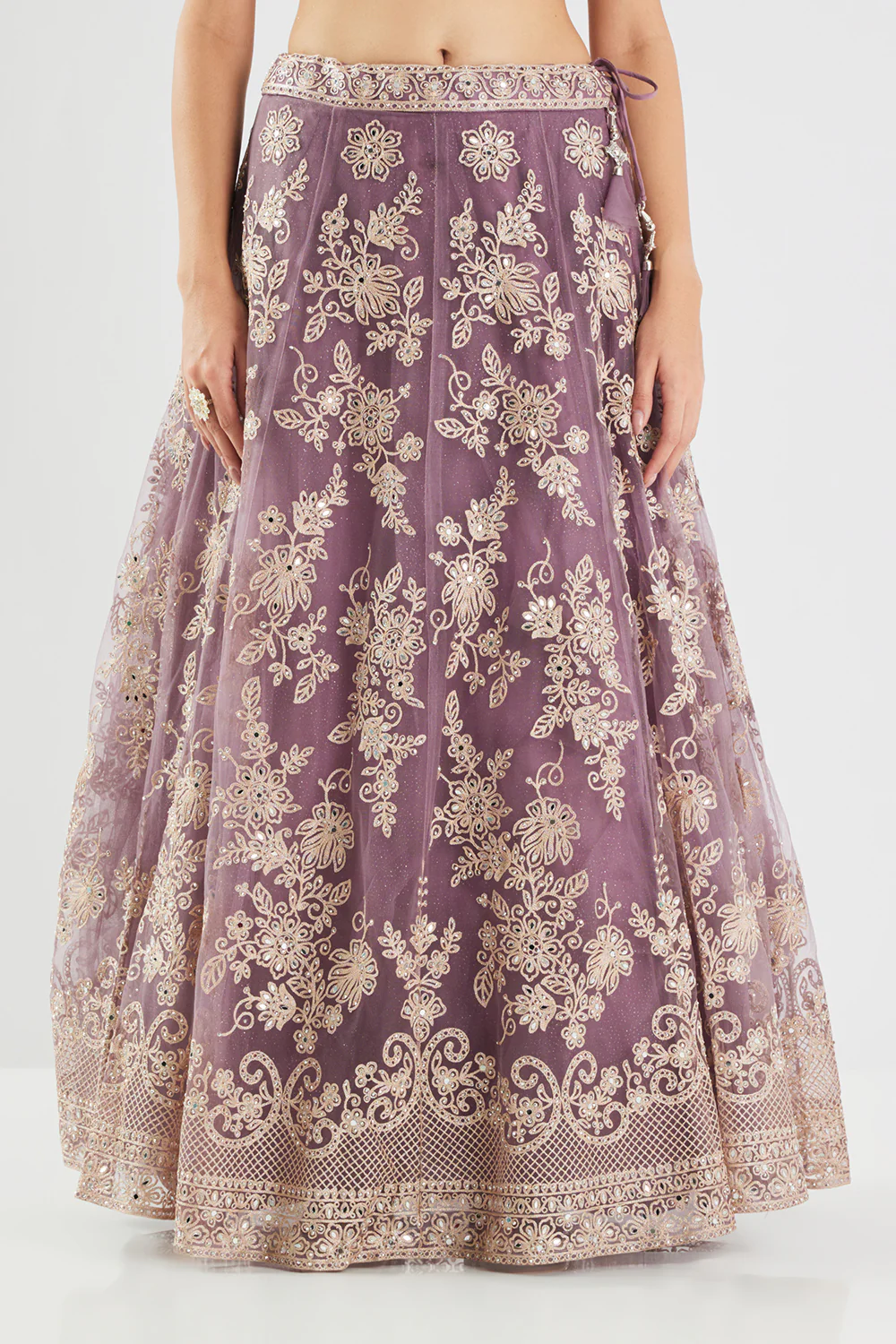 Neerus Lilac Embroidery Work Net Fabric Ghagra Set - Image 8