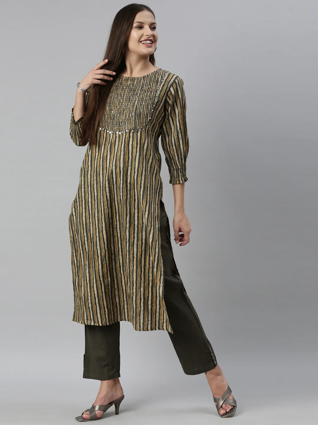 Neerus M Green Color Cotton Fabric Kurta Set - Image 7