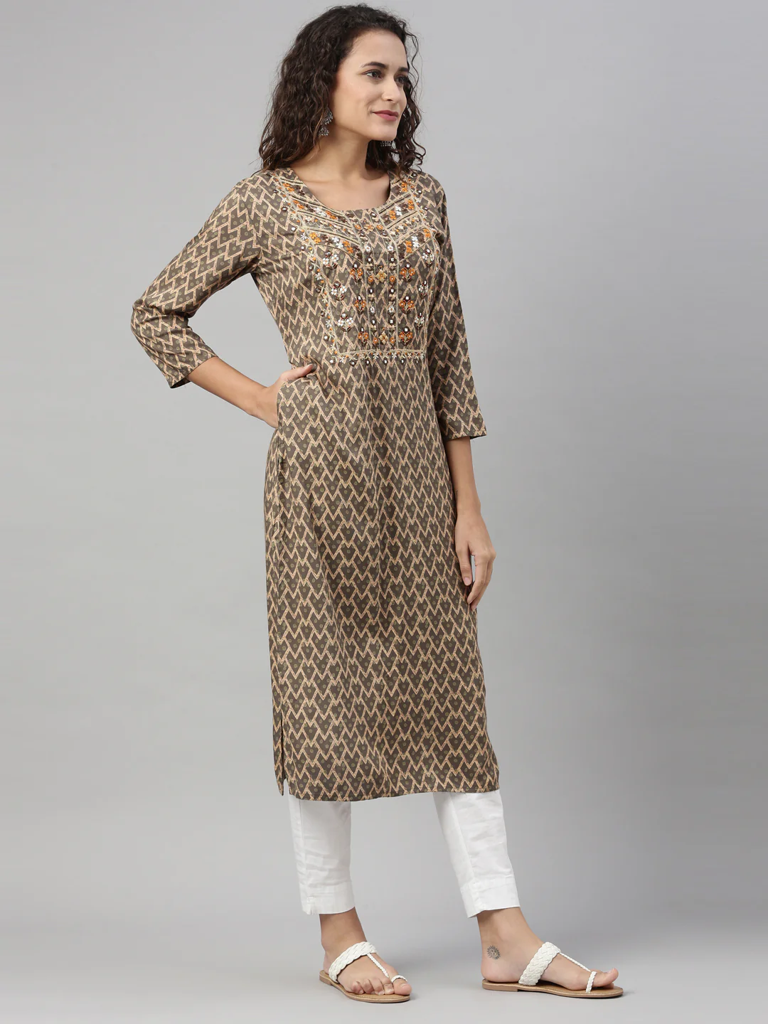 Neerus M Green Color Rayon Fabric Kurta