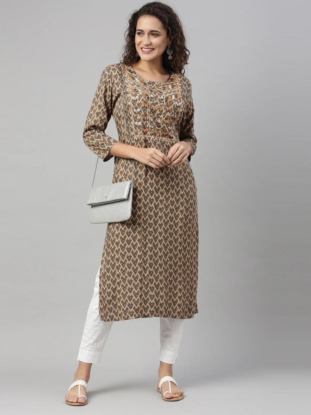 Neerus M Green Color Rayon Fabric Kurta - Image 4