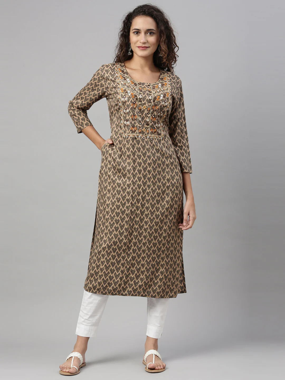 Neerus M Green Color Rayon Fabric Kurta - Image 6