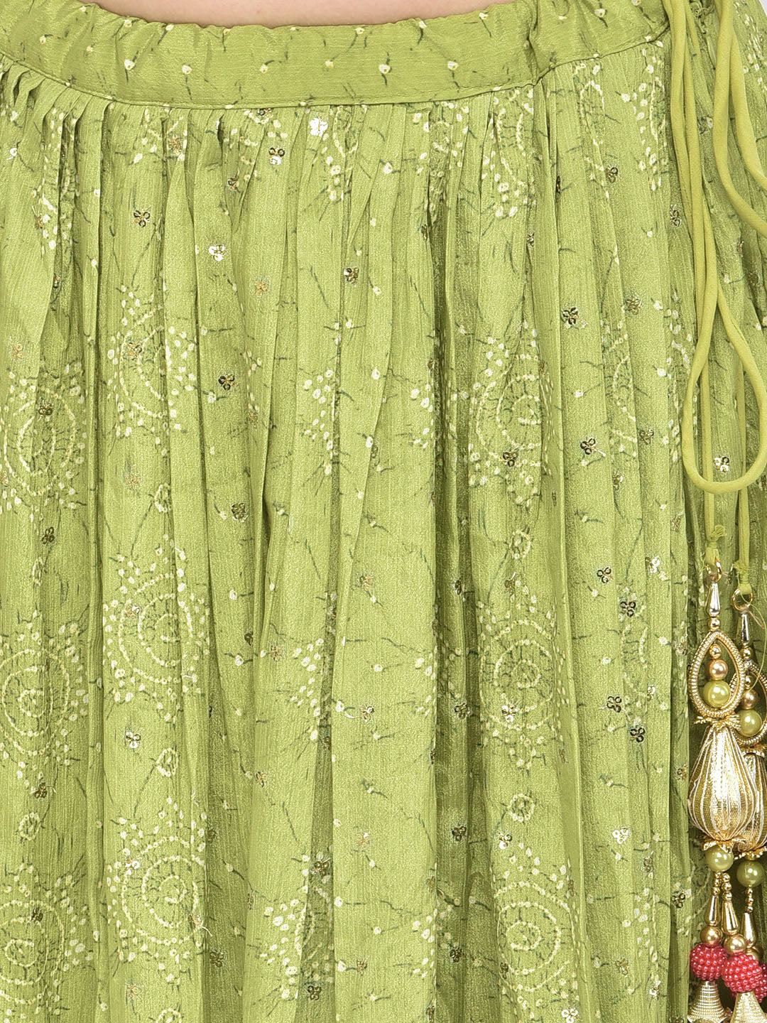Neerus M Green Color Silk Fabric Ghagra Set - Image 5
