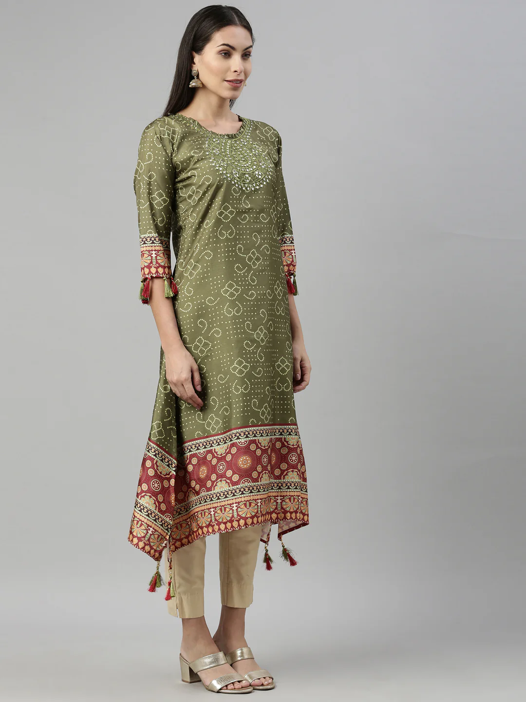 Neerus M Green Color Silk Fabric Kurta - Image 4