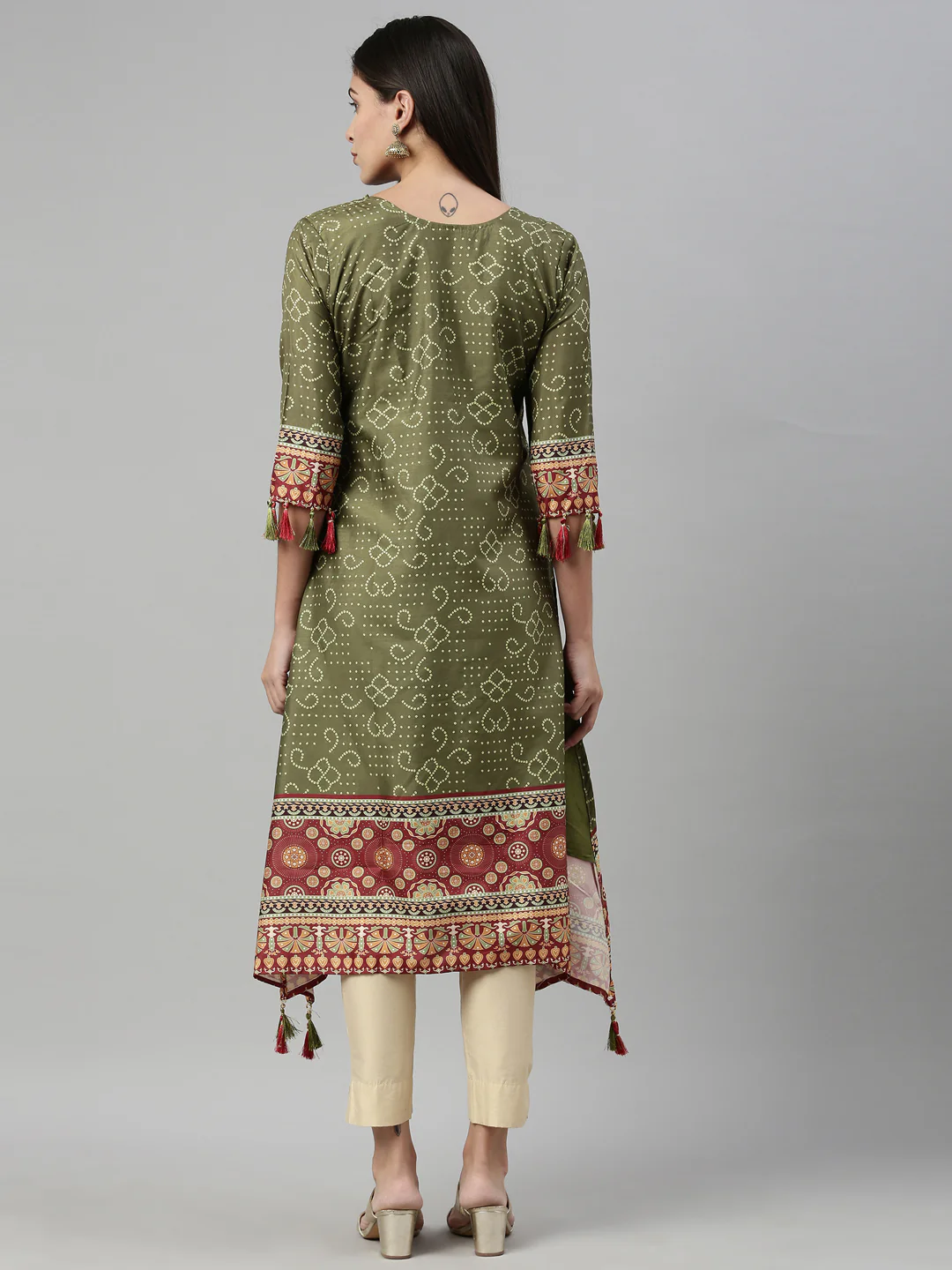 Neerus M Green Color Silk Fabric Kurta - Image 5