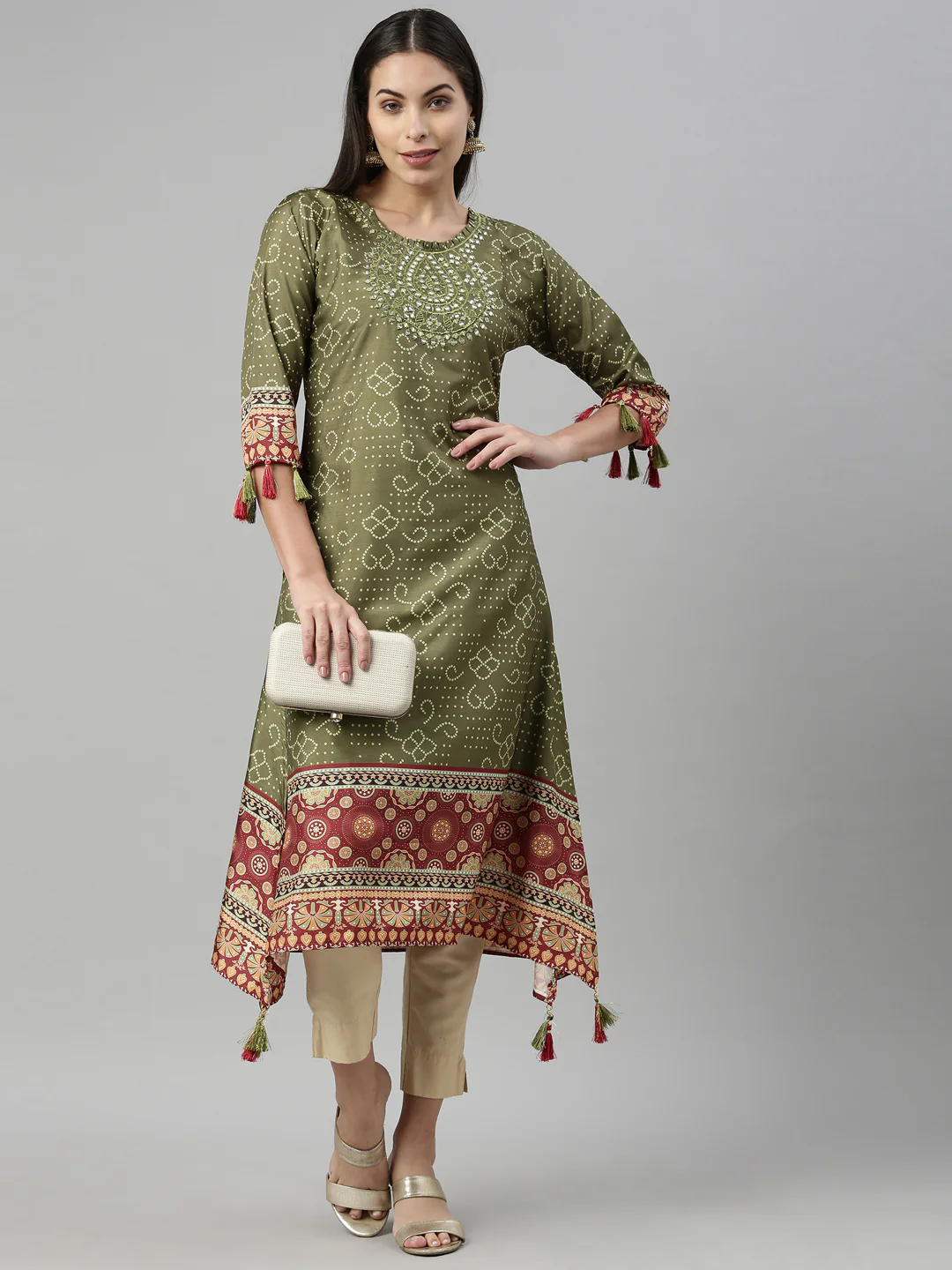 Neerus M Green Color Silk Fabric Kurta - Image 6