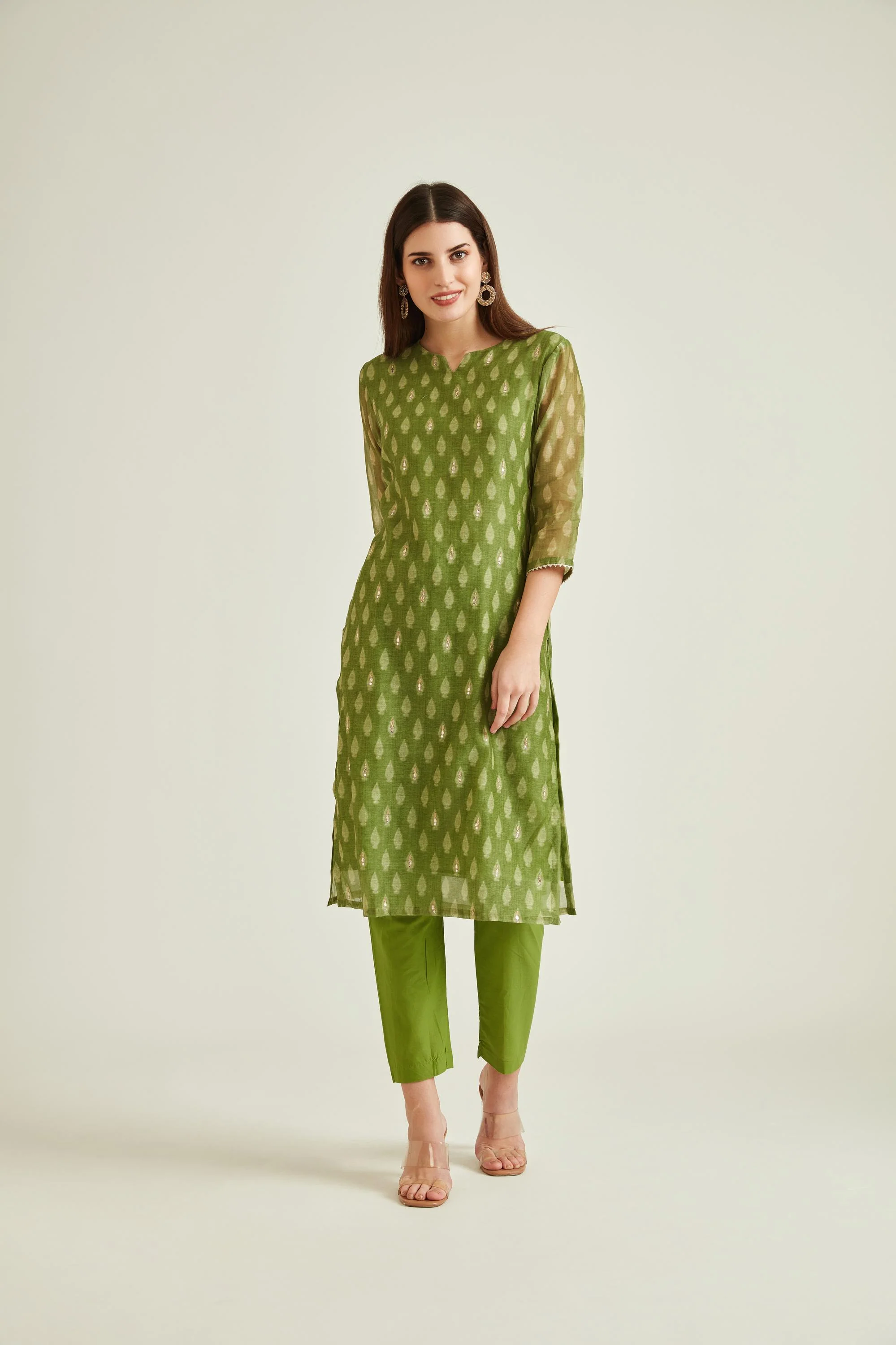 Neerus M Green Colour Banaras Fabric Suit - Image 3