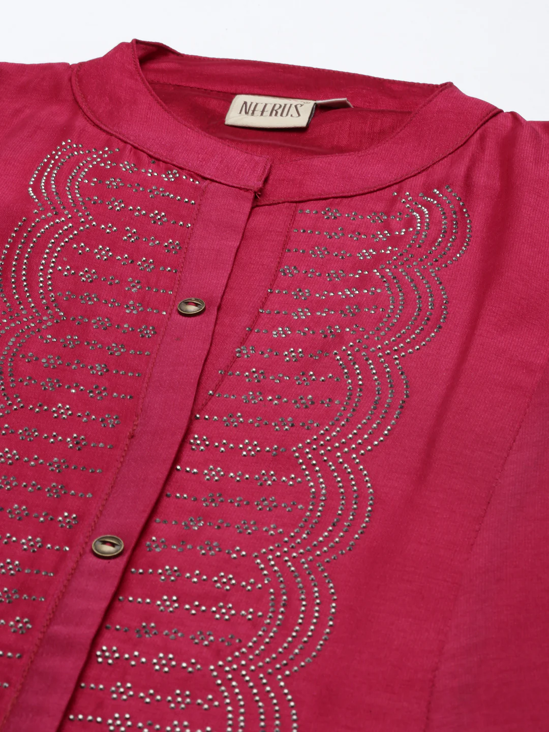 Neerus Magenta Anarkali Flared Crepe Kurta - Image 6
