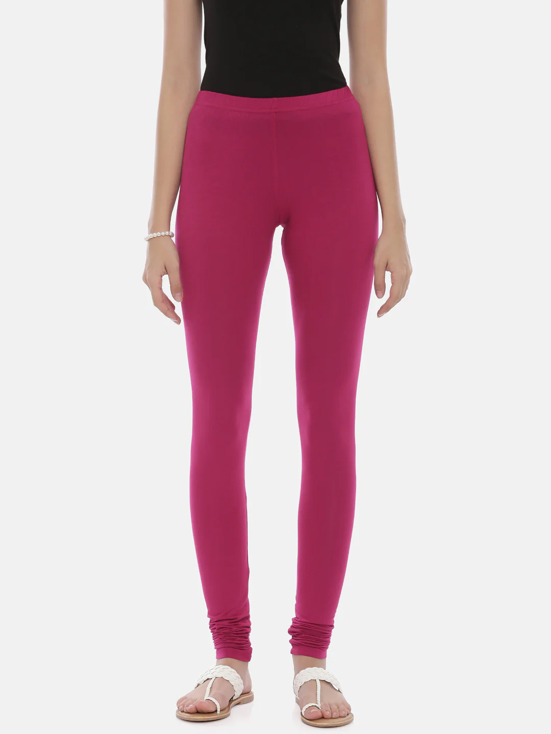 Neerus Magenta Color Lycra Fabric Leggings - Image 14