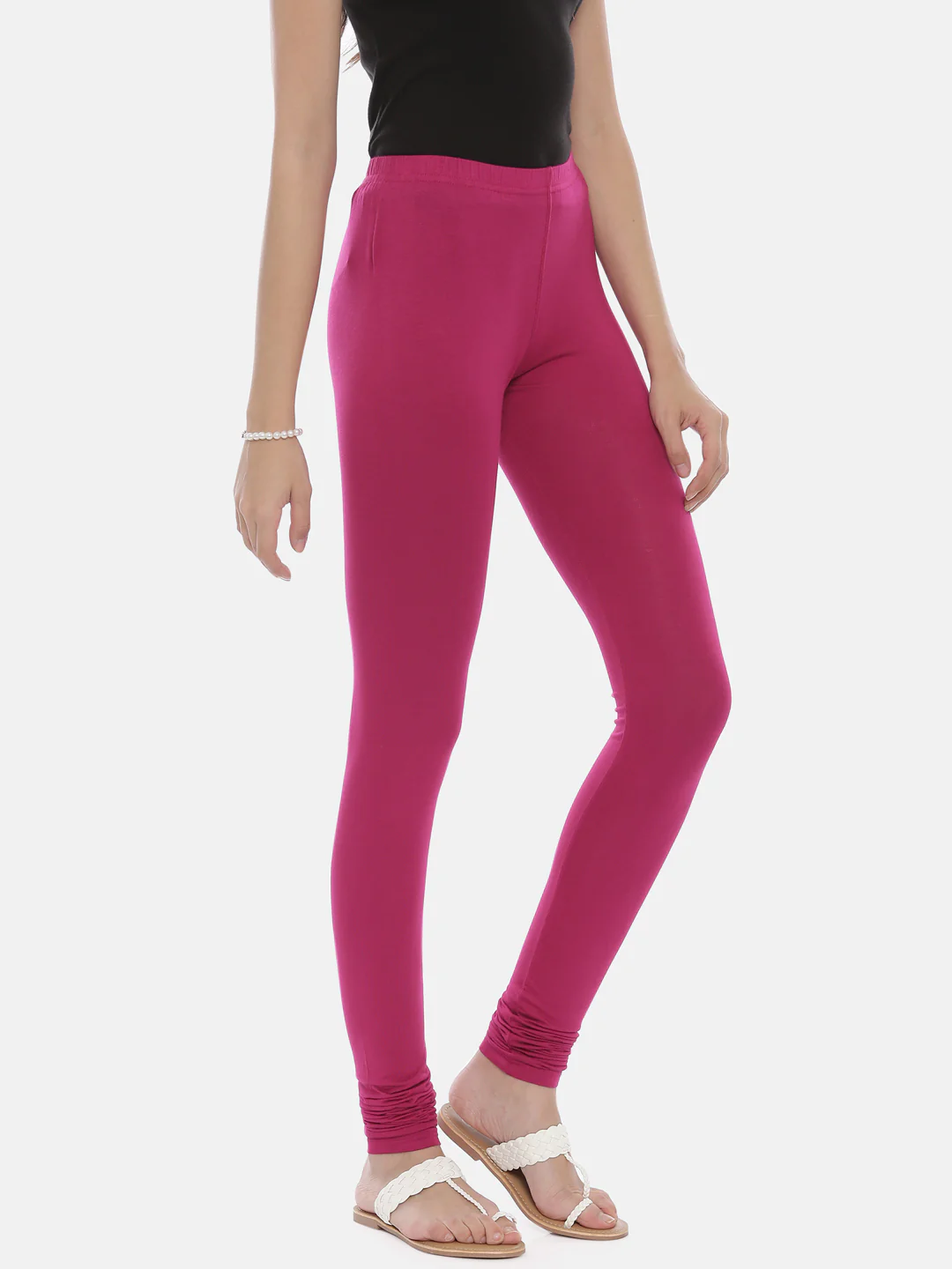 Neerus Magenta Color Lycra Fabric Leggings - Image 4