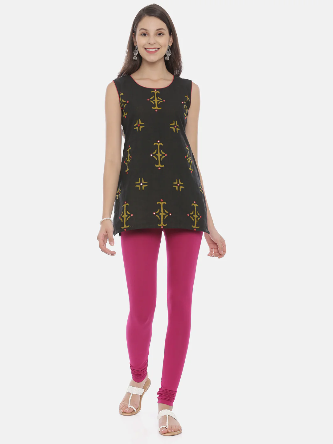 Neerus Magenta Color Lycra Fabric Leggings - Image 40