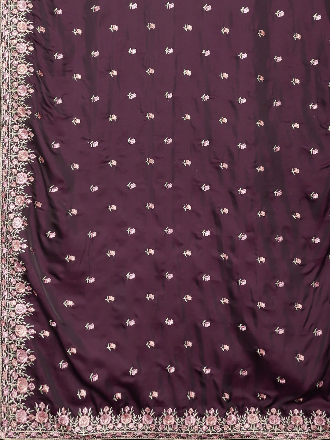 Neerus Magenta Embroidered Saree With Blouse - Image 4