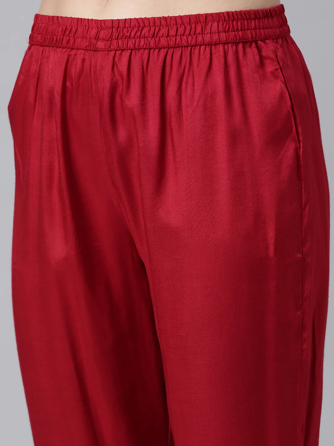 Neerus Magenta Pleated Straight Floral Kurta And Trousers With Dupatta - Image 6
