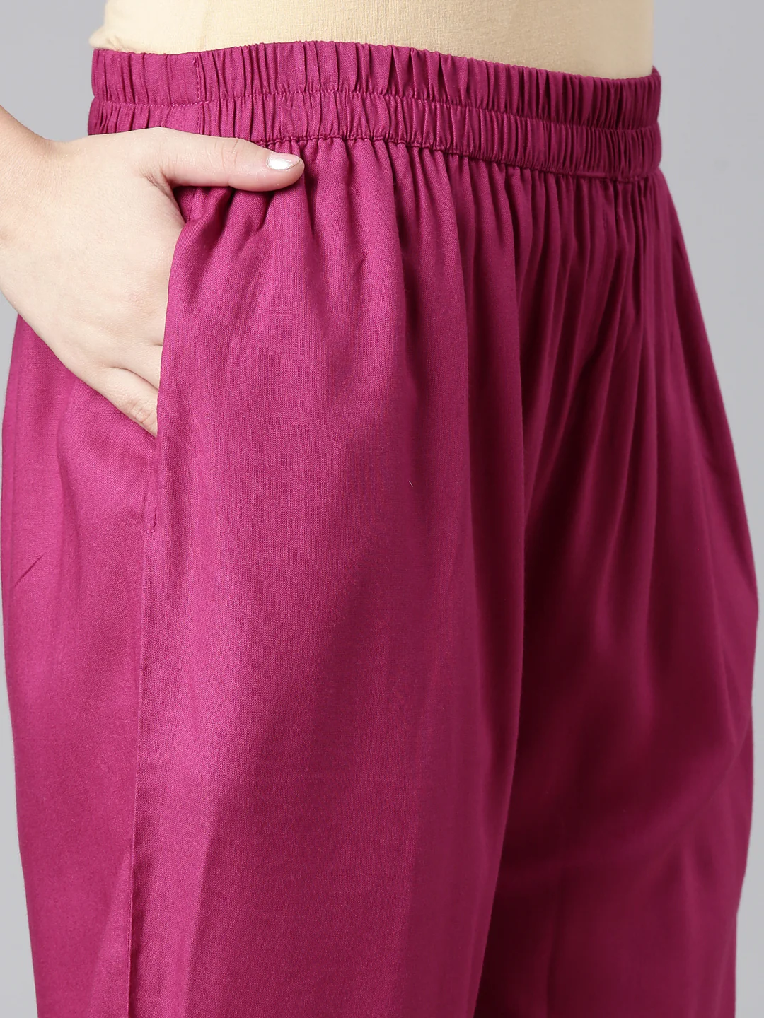 Neerus Magenta Printed Straight Kurta and Trousers With Dupatta - Image 6