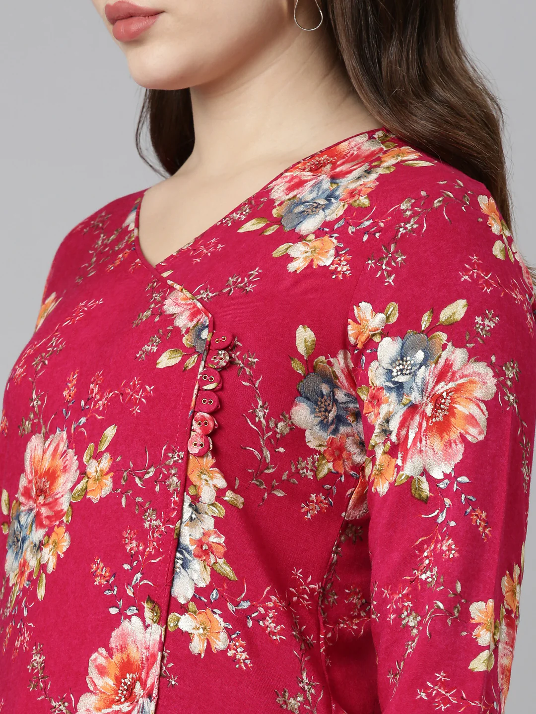 Neerus Magenta Regular Straight Printed Readymade suits - Image 4