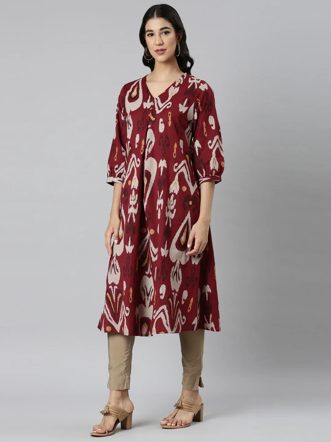 Neerus Maroon Casual Quirky Straight Kurta - Image 2