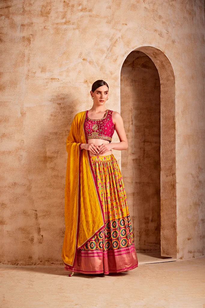 Neerus Maroon Color Banaras Fabric Ghagra Set