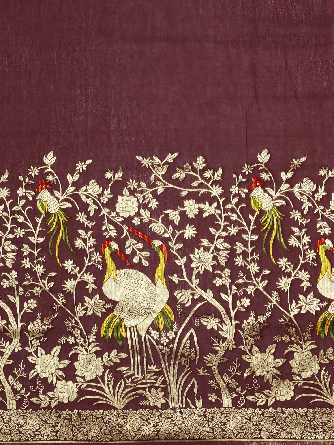 Neerus Maroon Color Banaras Fabric Saree - Image 3